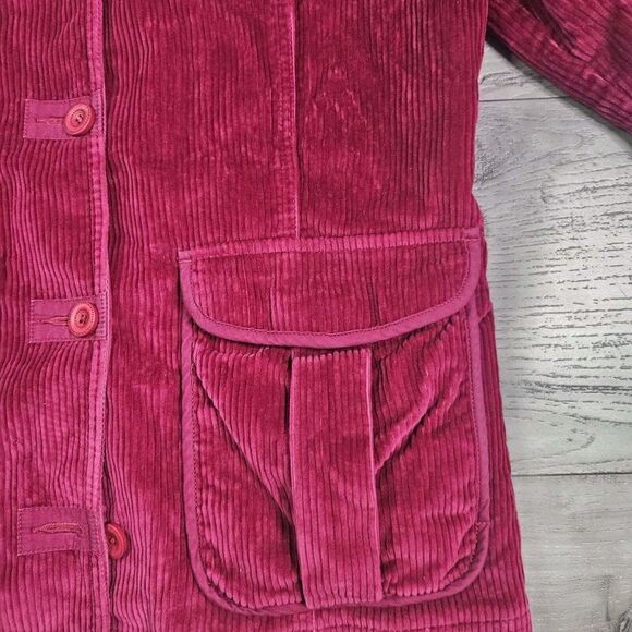 LL Bean Jacket Womens Small Red Corduroy Button Down Pockets - Picture 6 of 9
